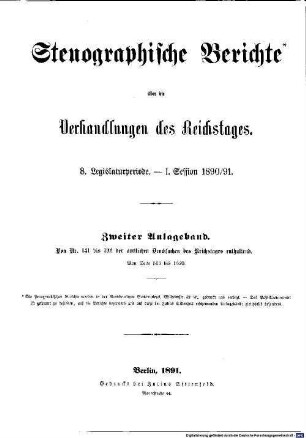 Verhandlungen des Reichstages. Stenographische Berichte. 122. 1890/91