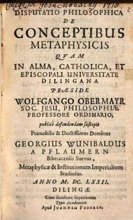 Disputatio Philosophica De Conceptibus Metaphysicis