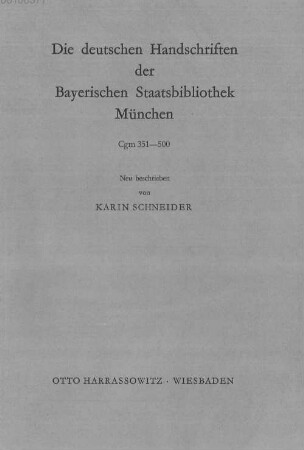 Die deutschen Handschriften der Bayerischen Staatsbibliothek München. 3, Cgm 351 - 500