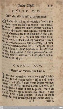 CAPUT XCV. Oleum & Vitriolum Lunae.
