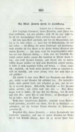 64. An Mad. Fanny Hertz in Hamburg
