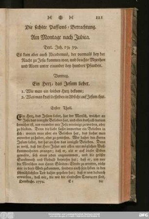 Die sechste Passions-Betrachtung. Am Montage nach Judica.
