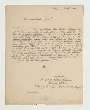 Brief von Friedrich Gottlob Hofmann an Joseph Heller