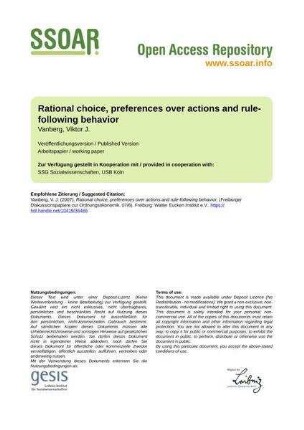 Rational choice, preferences over actions and rule-following behavior