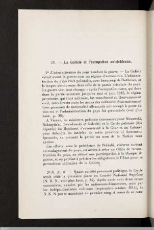 IV. La Galicie et l'occupation autrichienne