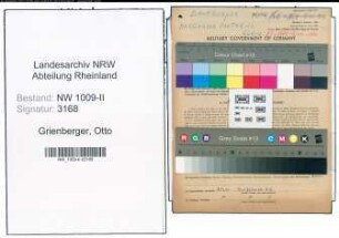 Entnazifizierung Otto Grienberger , geb. 09.10.1898 (Buchhalter)