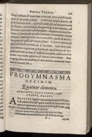 Progymnasma Decimum. Quatuor elementa.