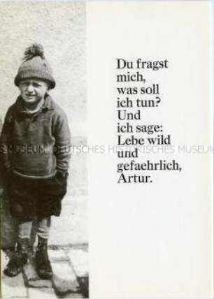 Postkarte mit historischem Foto und Spruch