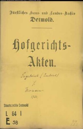 Embrinck, Witwe zu Lage gegen Wissmann zu Ehrentrup - Schuldforderung