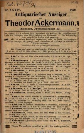 Antiquarischer Anzeiger. 34. 1869