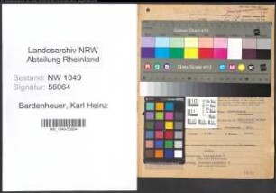 Entnazifizierung Karl Heinz Bardenheuer , geb. 09.06.1905 (Bankangestellter)