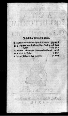 Inhalt des dreyßigsten Theils.