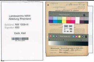 Entnazifizierung Karl Van Eeck , geb. 31.07.1912 (Landwirt)