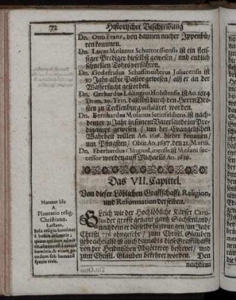Das VII. Capittel. Von dieser Löblichen Graffschafft Religion, und Reformantion derselben.