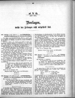 Anlage: ad No.45 (887-893.), Vorlagen, welche den Zeitungen nicht mitgeteilt sind