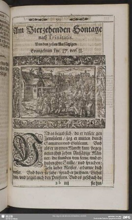 Am Vierzehenden Sontage nach Trinitatis. Von den zehen Aussätzigen. Evangelium Luc. 17. v. 11