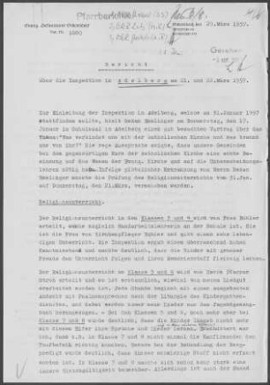 Adelberg: Inspektionsbericht 1957