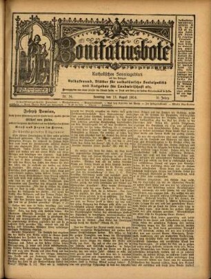 Ausgabe vom Sonntag, den 23. August 1914.