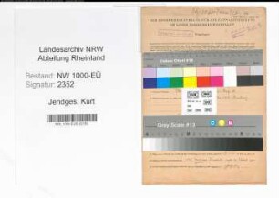 Entnazifizierung Kurt Jendges, geb. 25.10.1910 (Arbeiter)