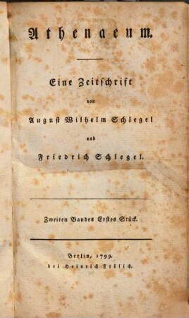 Athenaeum : eine Zeitschrift. 2. 1799