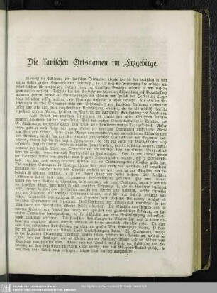 Die slavischen Ortsnamen im Erzgebirge