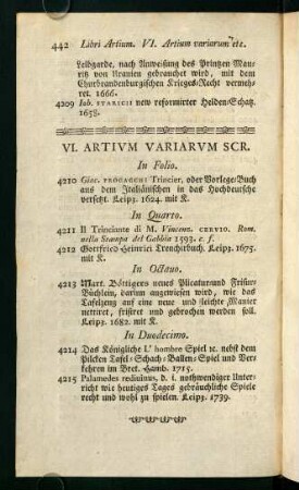 VI. Artium Variarum Scriptores.