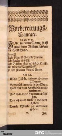 Vorbereitungs-Cantate.