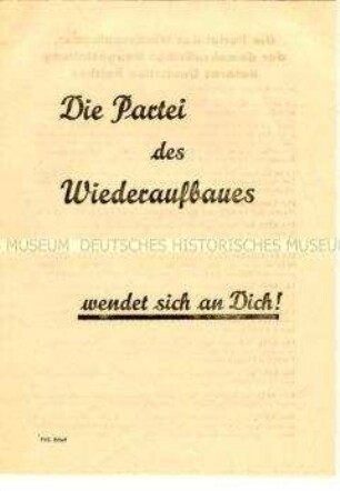 Propagandaschrift der KPD zum Wiederaufbau