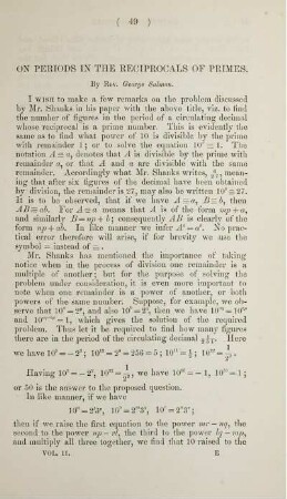 On periods in the reciprocals of primes.