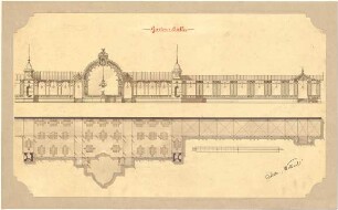 Hocheder, Karl; Breslau (poln. Wrocław, Polen); Gesellschaftshaus für den Verein christlicher Kaufleute - Gartenhalle (Grundriss, Aufriss)