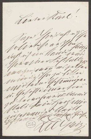 Ludwig II., König von Bayern (1845-1886) Sammlung: Brief von Ludwig II., König von Bayern an Karl Hesselschwerdt - BSB Ana 680.A. Hesselschwerdt, Karl. 13