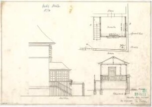 Fischer, Theodor; München - Laim; Haus Schätz - Veranda (Grundriss); Nordseite (Ansicht); Schnitt