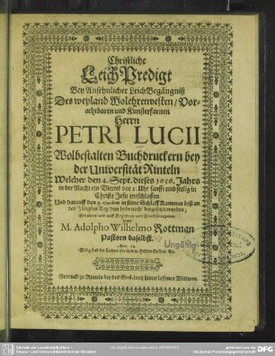 Christliche Leich-Predigt