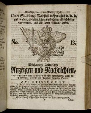 No. 13. Montags, den 30ten Martii, 1767.