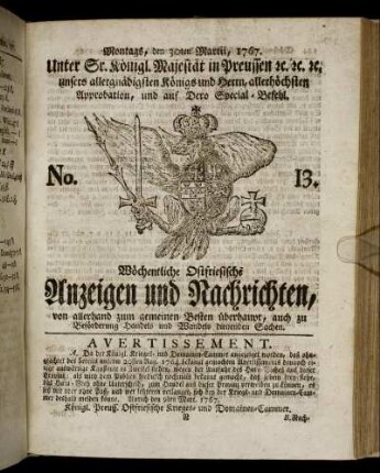 No. 13. Montags, den 30ten Martii, 1767.
