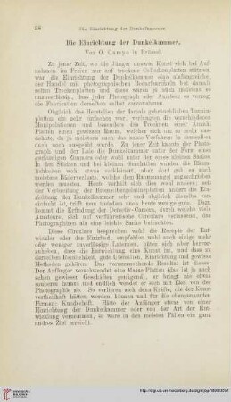 Die Einrichtung der Dunkelkammer