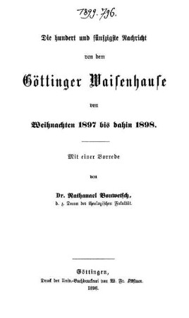 150: Nachricht von dem Göttinger Waisenhause