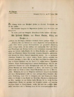 II. Sitzung. Verhandelt Berlin, am 18. Januar 1848