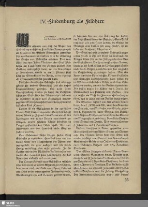 IV. Hindenburg als Feldherr