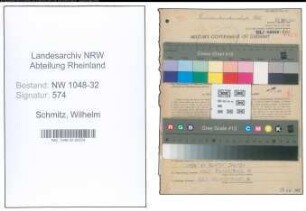 Entnazifizierung Wilhelm Schmitz , geb. 06.11.1907 (Angestellter)