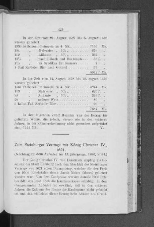 Zum Steinburger Vertrage mit König Christian IV., 1621.