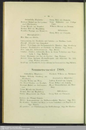 Sommersemester 1888