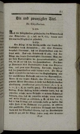 Ein und zwanzigster Titel. De fidejussoribus.