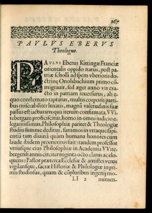 Paulus Eberus Theologus.