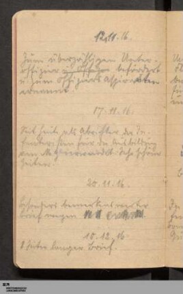 12. November - 20. Dezember 1916