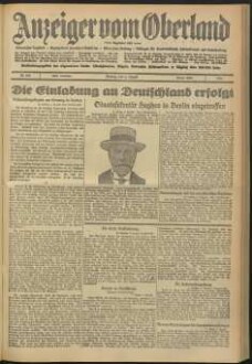 Anzeiger vom Oberland : Tageszeitung für das Oberamt Biberach und die Stadtgemeinde Biberach