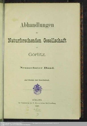 19.1887: Abhandlungen der Naturforschenden Gesellschaft zu Görlitz