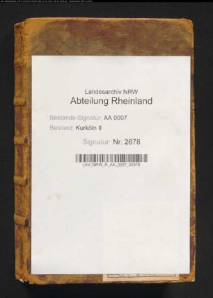 Lager- und Hebebuch der Kirchenfabrik der Pfarrkirche zu Kempen