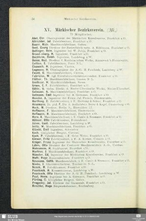 XV. Märkischer Bezirksverein.