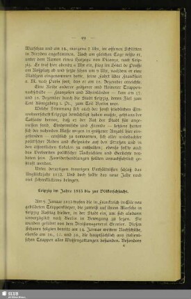 Leipzig im Jahre 1813 bis zur Völkerschlacht